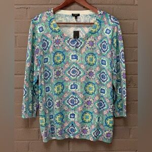 Talbots  NWT Multicolor medallion print cardigan 2X